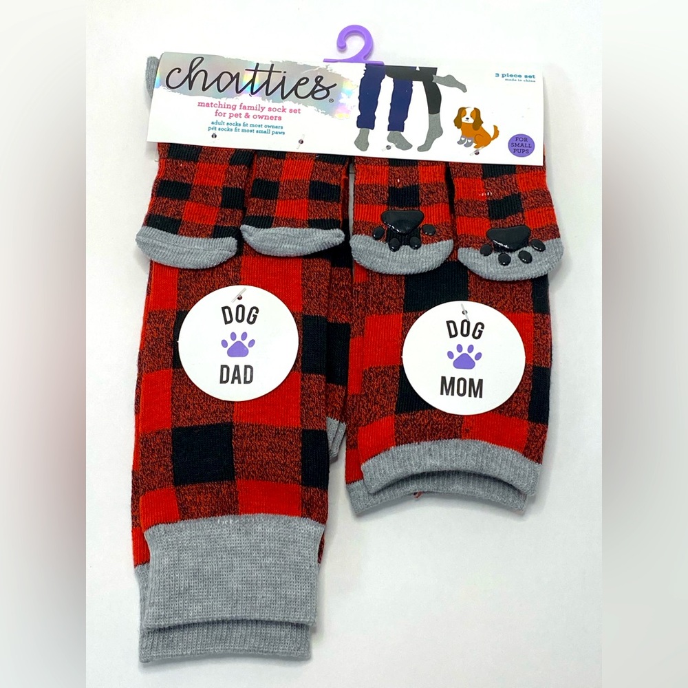 ✅ Chatties Matching Family Sock Set For Pet & Owners 3-pc Small Pups Farmhouse